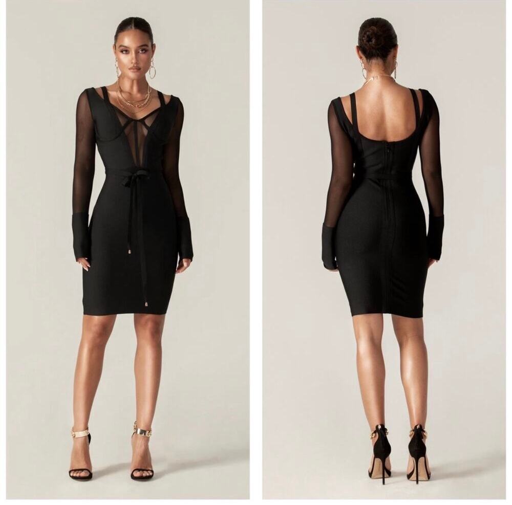 Alieva Roxane Mesh Bandage Dress Black Size Medium